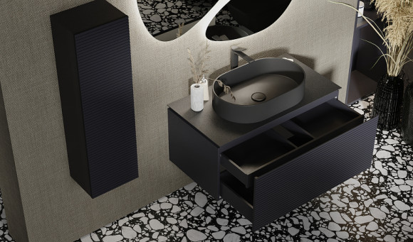 Тумба под раковину Jorno Stone 100 Stn.01.100/P/A/JR подвесная Антрацит