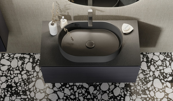 Тумба под раковину Jorno Stone 100 Stn.01.100/P/A/JR подвесная Антрацит
