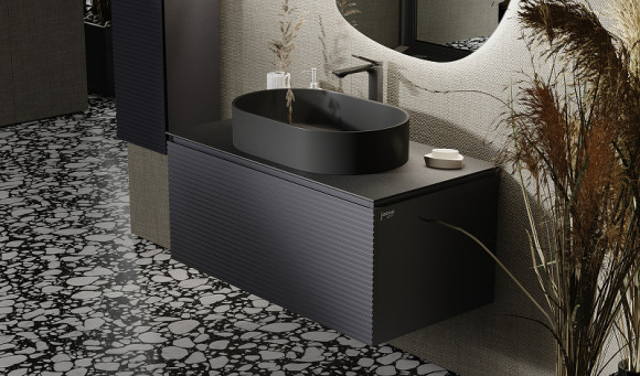 Тумба под раковину Jorno Stone 100 Stn.01.100/P/A/JR подвесная Антрацит