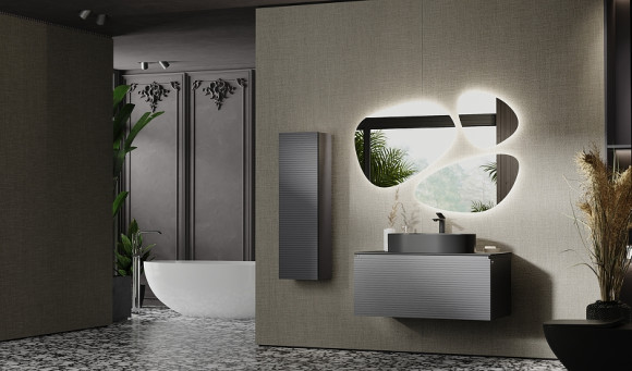 Тумба под раковину Jorno Stone 100 Stn.01.100/P/A/JR подвесная Антрацит