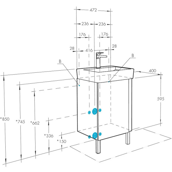 Тумба под раковину Aquaton Кантри 50 1A257801AHB20 Белая глянцевая Дуб верона