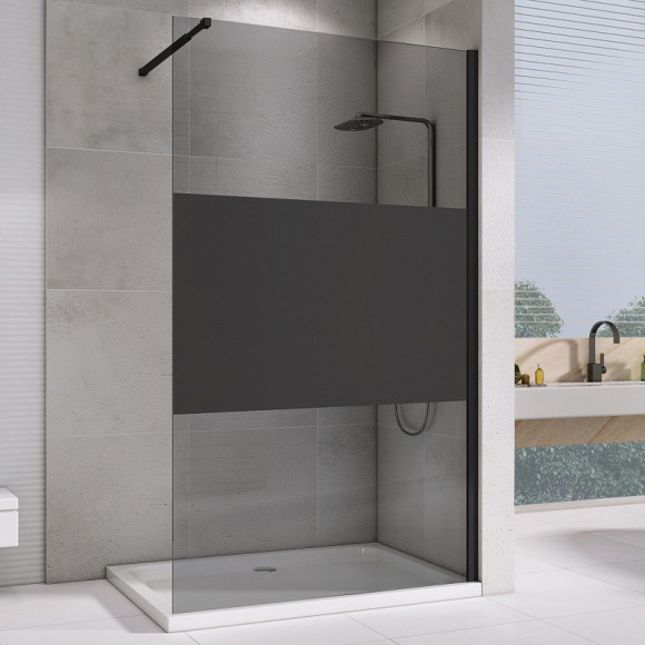 Душевая перегородка Abber Immer Offen 120 AG69120BT профиль Черный стекло прозрачное с тонированной полосой Душевая перегородка Abber Immer Offen 120 AG69120BT профиль Черный стекло прозрачное с тонированной полосой