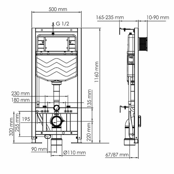 Инсталляция WasserKRAFT Aller 10TLT.010.ME.MG01 для унитаза с клавишей смыва Золото матовое Инсталляция WasserKRAFT Aller 10TLT.010.ME.MG01 для унитаза с клавишей смыва Золото матовое