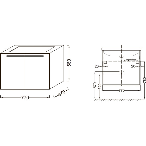 Тумба под раковину Jacob Delafon Struktura 77 EB1281-N18 подвесная Белая