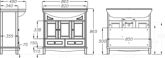 Тумба под раковину Opadiris Омега 85 00-00002824 Слоновая кость Тумба под раковину Opadiris Омега 85 00-00002824 Слоновая кость