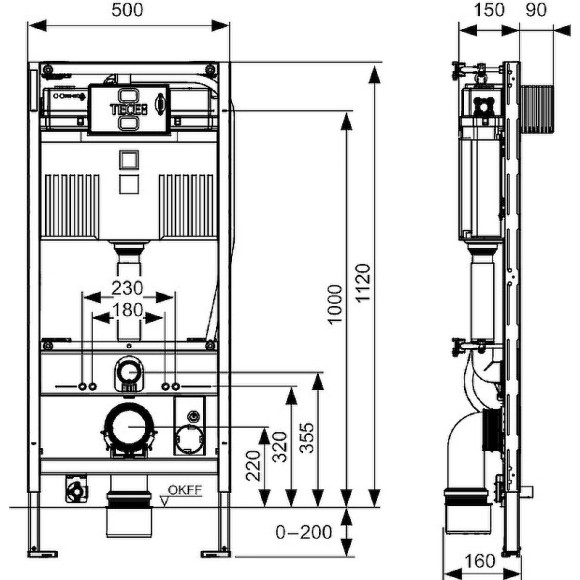 Инсталляция Tece Profil 9300344 для унитаза Toto Neorest без кнопки смыва