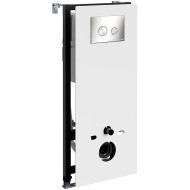 Инсталляция WasserKRAFT Abens 20TLT.010.ME.WH.BN01 для унитаза Белое стекло с клавишей смыва Никель