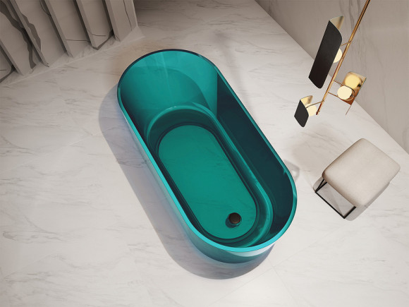 Ванна из полиэфирной смолы Abber Kristall 170х80 AT9706Aquamarin Бирюзовая без гидромассажа