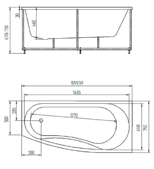 Акриловая ванна Aquatek Пандора 160х75 R PAN160-0000039 без гидромассажа с фронтальной панелью с каркасом (разборный) со слив-переливом Акриловая ванна Aquatek Пандора 160х75 R PAN160-0000039 без гидромассажа с фронтальной панелью с каркасом (разборный) со слив-переливом