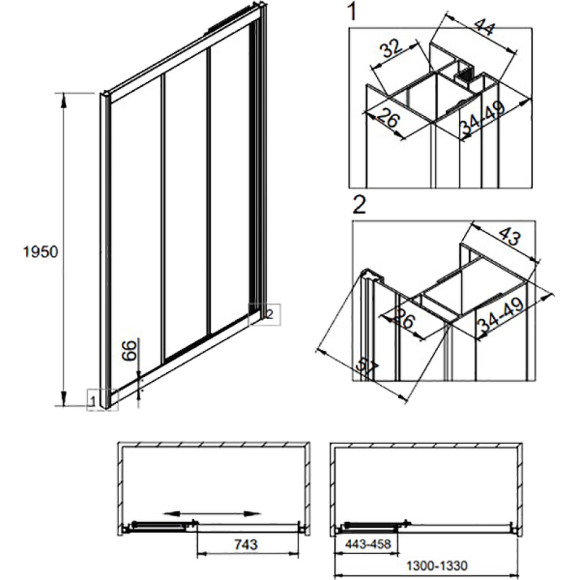 Душевая дверь Veconi Vianno VN-31 130 VN31-130-01-C5 профиль Хром стекло прозрачное Душевая дверь Veconi Vianno VN-31 130 VN31-130-01-C5 профиль Хром стекло прозрачное