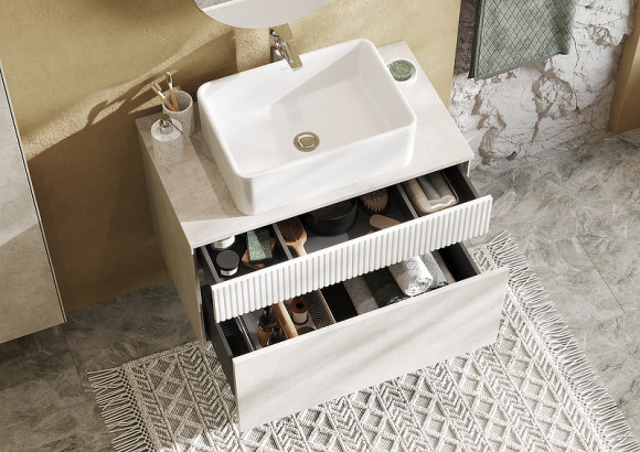 Тумба под раковину Aquaton Марбл 80 1A276201MH4C0 подвесная Слэйт Белый матовый