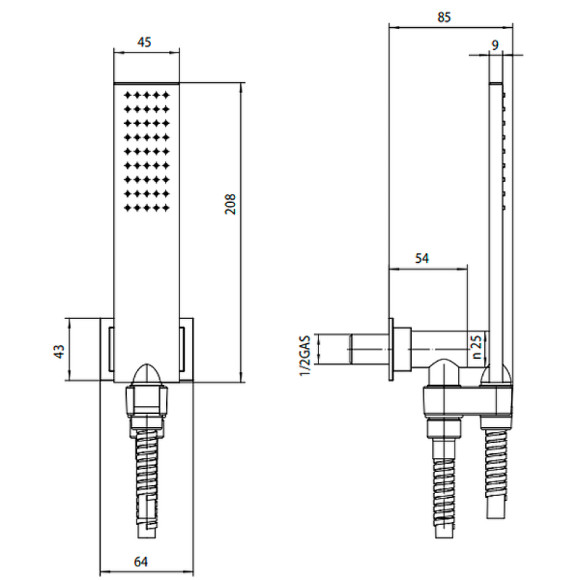 Душевой гарнитур Bossini Flat One C13001.030 Хром Душевой гарнитур Bossini Flat One C13001.030 Хром