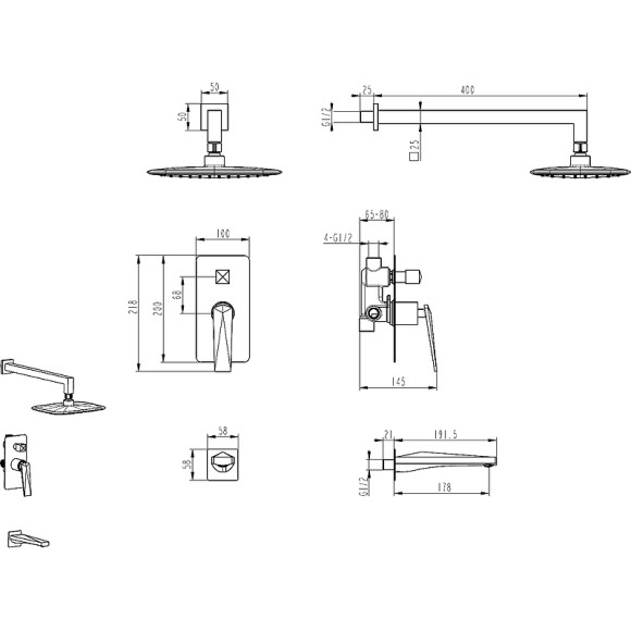 Душевая система Boheme Venturo 384-2 Золото