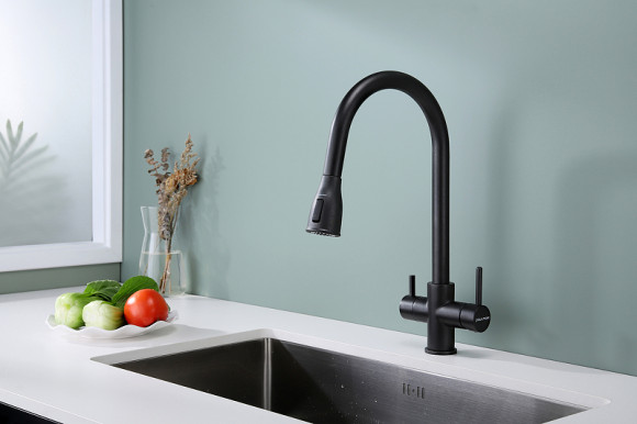 Смеситель для кухни Paulmark Lange La214212-418 Черный металлик