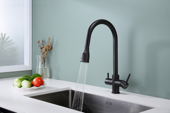 Смеситель для кухни Paulmark Lange La214212-418 Черный металлик