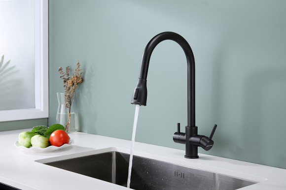 Смеситель для кухни Paulmark Lange La214212-418 Черный металлик