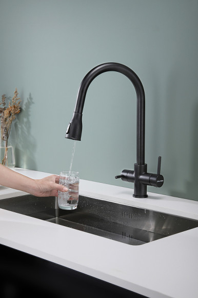 Смеситель для кухни Paulmark Lange La214212-418 Черный металлик