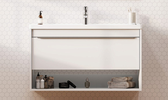 Тумба под раковину Aquaton Хоуп 100 1A287401HP2B0 подвесная Белая матовая