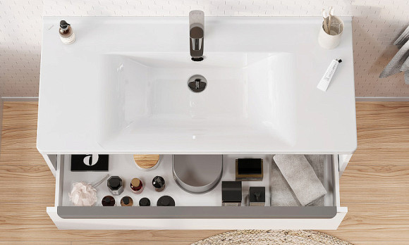 Тумба под раковину Aquaton Хоуп 100 1A287401HP2B0 подвесная Белая матовая