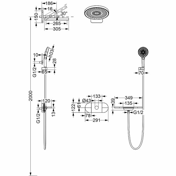 Душевая система Vincea Futura VSFW-2F12TCH с термостатом Хром Душевая система Vincea Futura VSFW-2F12TCH с термостатом Хром