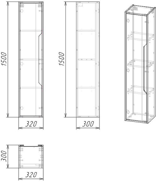 Шкаф пенал Grossman Лайф 32 303202 подвесной Винтажное дерево темное Графит