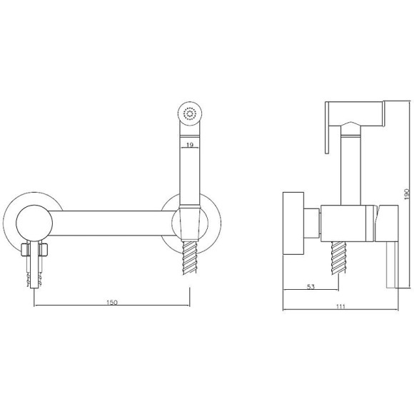 Гигиенический душ со смесителем ESKO SMH02 BLACK Черный матовый
