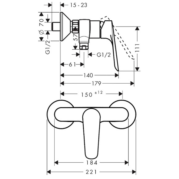 Смеситель для душа Hansgrohe Logis E 71602000 Хром Смеситель для душа Hansgrohe Logis E 71602000 Хром