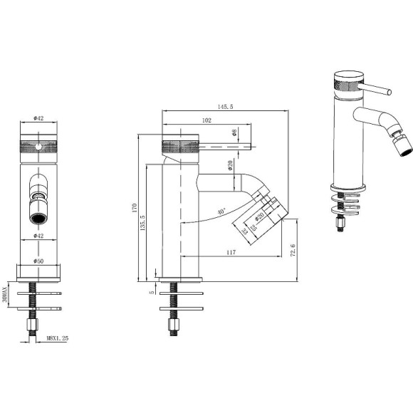 Смеситель для биде Allen Brau Priority 5.31A04-MG Графит брашированный Смеситель для биде Allen Brau Priority 5.31A04-MG Графит брашированный