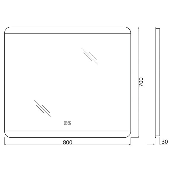 Зеркало BelBagno SPC-CEZ-800-700-LED-TCH-WARM с подсветкой с подогревом с сенсорным выключателем