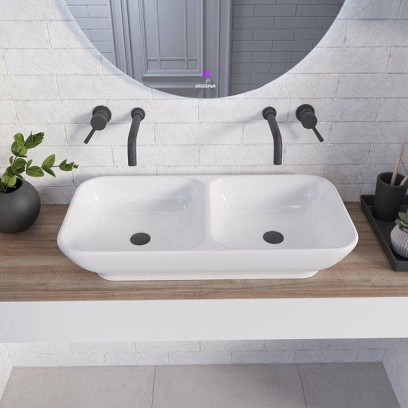Раковина Grossman 64 GR-3038-2 двойная Белая