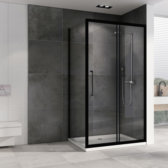 Душевой уголок Abber Schwarzer Diamant 180х100 AG30180BH-S100B профиль Черный стекло прозрачное Душевой уголок Abber Schwarzer Diamant 180х100 AG30180BH-S100B профиль Черный стекло прозрачное