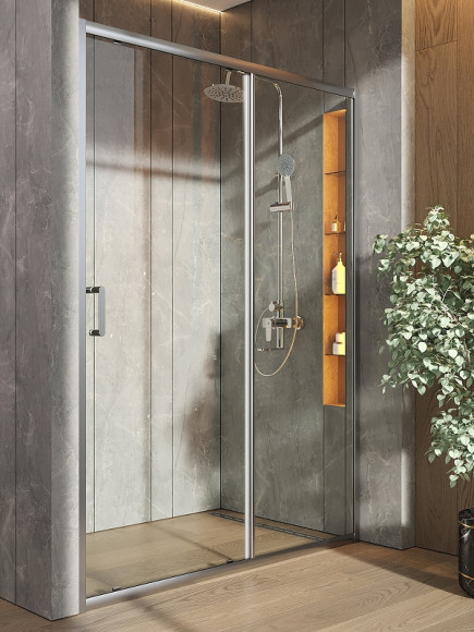 Душевая дверь в нишу Orange E02-140TCR 140 профиль Хром стекло прозрачное