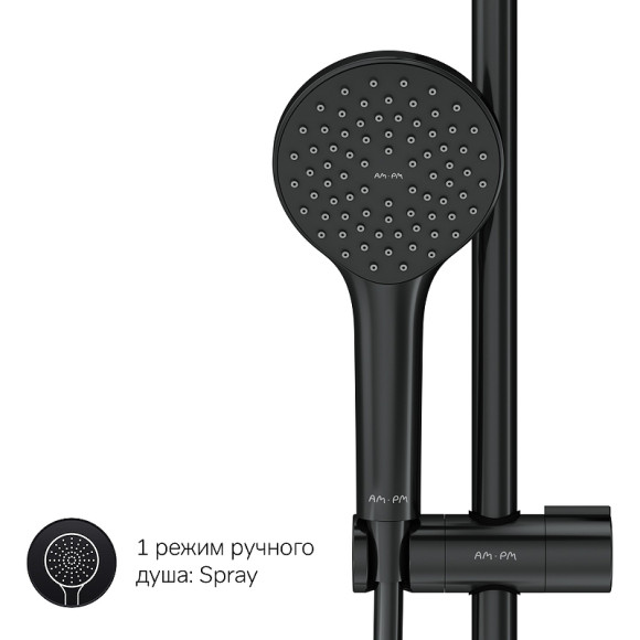 Комплект душевого уголка с душевой системой и аксессуарами AM.PM Gem 80x80 WK90EM профиль Черный матовый стекло прозрачное Комплект душевого уголка с душевой системой и аксессуарами AM.PM Gem 80x80 WK90EM профиль Черный матовый стекло прозрачное