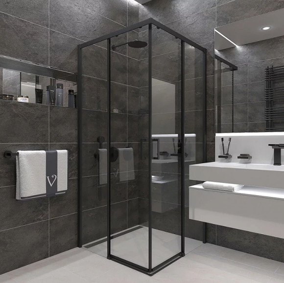 Душевой уголок Veconi Rovigo RV-47B 90x90 RV47B-90-01-C4 профиль Черный матовый стекло прозрачное Душевой уголок Veconi Rovigo RV-47B 90x90 RV47B-90-01-C4 профиль Черный матовый стекло прозрачное