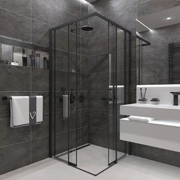 Душевой уголок Veconi Rovigo RV-47B 90x90 RV47B-90-01-C4 профиль Черный матовый стекло прозрачное Душевой уголок Veconi Rovigo RV-47B 90x90 RV47B-90-01-C4 профиль Черный матовый стекло прозрачное