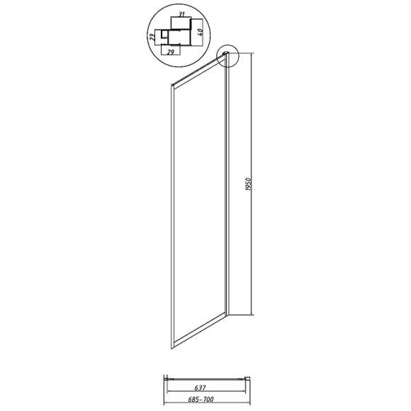 Душевая стенка Grossman Cosmo 70 200.K33.02.70.10.02 профиль Хром стекло шиншилла
