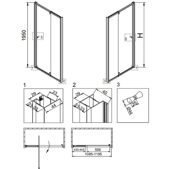 Душевая дверь Veconi Vianno VN-32 110 VN32-110-01-C5 профиль Хром стекло прозрачное