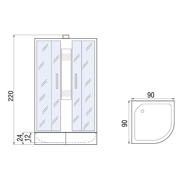 Душевая кабина River Nara Light XL 90x90 МТ Б/К 10000006217 с поддоном Душевая кабина River Nara Light XL 90x90 МТ Б/К 10000006217 с поддоном