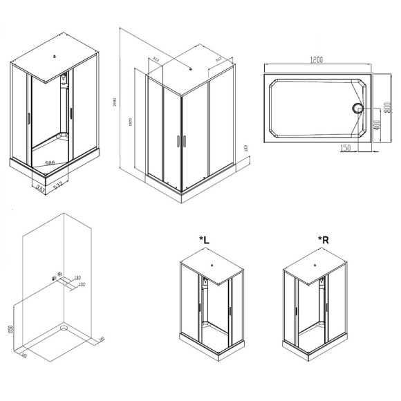 Душевая кабина AM.PM Gem 120х80 W90C-404-12080MT без гидромассажа Душевая кабина AM.PM Gem 120х80 W90C-404-12080MT без гидромассажа