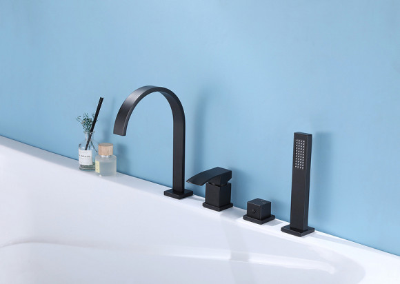 Смеситель на борт ванны Abber Wasserfall AF8613B Черный матовый