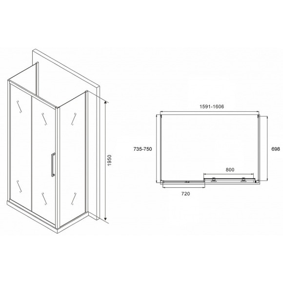 Душевой уголок Abber Schwarzer Diamant 160x75 AG30160MH-S75M-S75M профиль Хром стекло матовое Душевой уголок Abber Schwarzer Diamant 160x75 AG30160MH-S75M-S75M профиль Хром стекло матовое