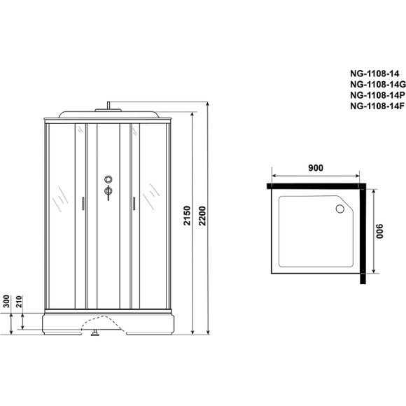 Душевая кабина Niagara Classic 90x90 NG-1108-14G с гидромассажем Душевая кабина Niagara Classic 90x90 NG-1108-14G с гидромассажем