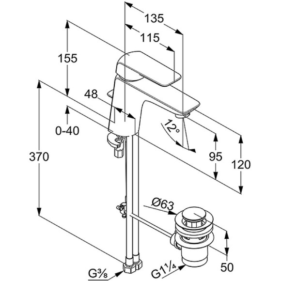 Смеситель для раковины Kludi Ameo XL 410230575 Хром Смеситель для раковины Kludi Ameo XL 410230575 Хром