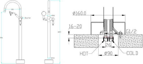 Смеситель для ванны Boheme Medici 309-SW Бронза