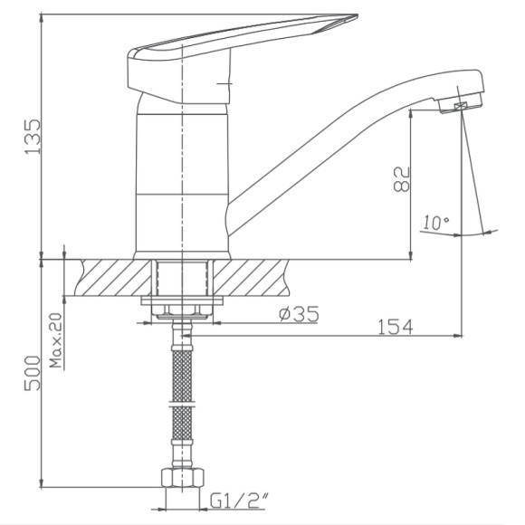Смеситель для раковины Haiba HB4507-2 Хром