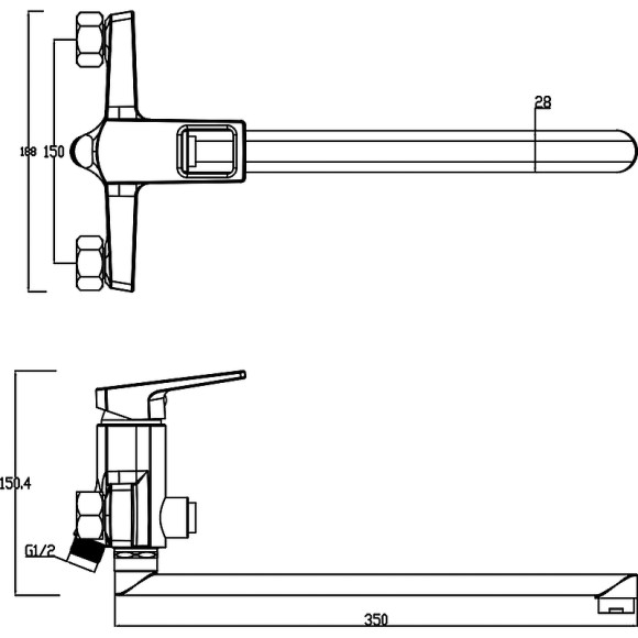 Смеситель для ванны Swedbe Kronos 2050 универсальный Хром Смеситель для ванны Swedbe Kronos 2050 универсальный Хром