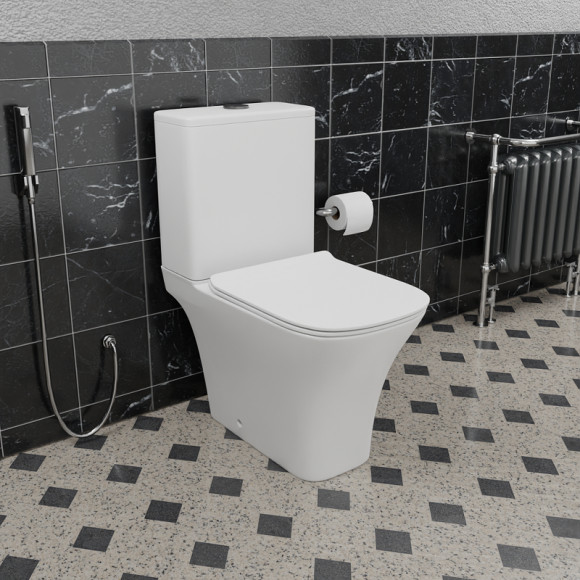 Унитаз компакт CeramaLux 1215-1А Белый глянцевый с бачком и сиденьем Микролифт Унитаз компакт CeramaLux 1215-1А Белый глянцевый с бачком и сиденьем Микролифт