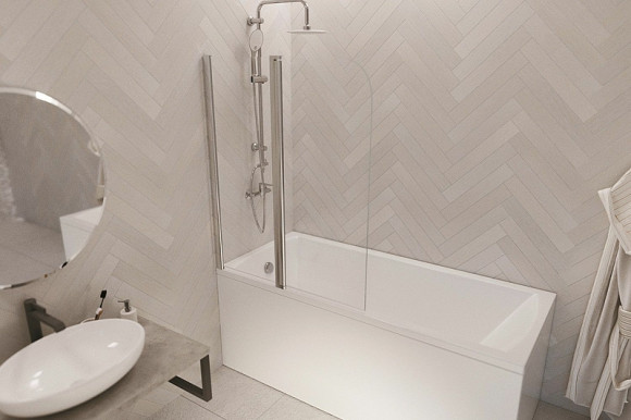 Шторка на ванну 1MarKa HX-121 120x138 05штп121 профиль Хром стекло прозрачное