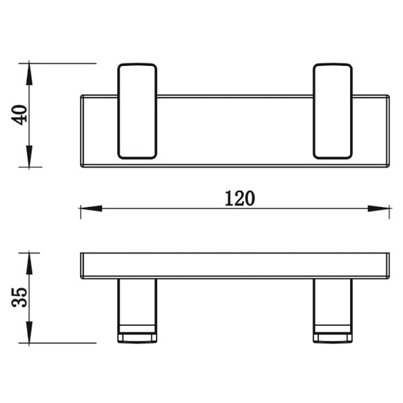 Двойной крючок Whitecross Cubo gold brushed CU2412GLB Брашированное золото