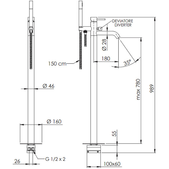 Смеситель для ванны Remer X-Style X08NO Черный матовый Смеситель для ванны Remer X-Style X08NO Черный матовый